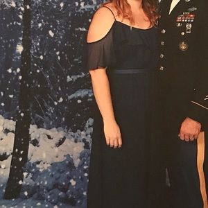 Cold-Shoulder Crinkle Chiffon Bridesmaid